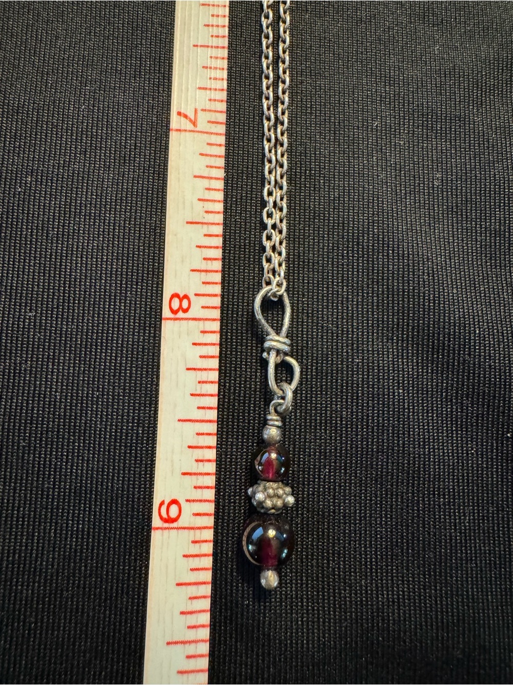 Sterling Silver Garnet Pendant Necklace 16” Artisan Handmade 925 - Picture 3 of 5
